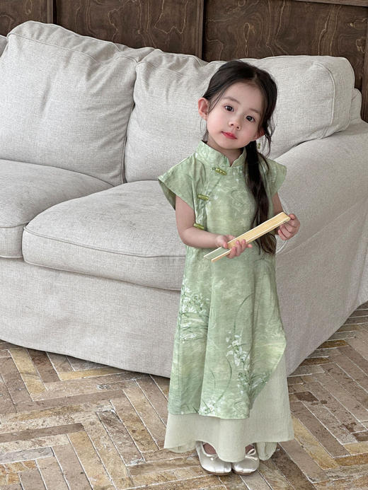 【YW】无忧购“童真童趣”新中式国风盘扣旗袍女宝宝真两件连衣裙492432（截单后7天发货)25年清仓捡漏 商品图0