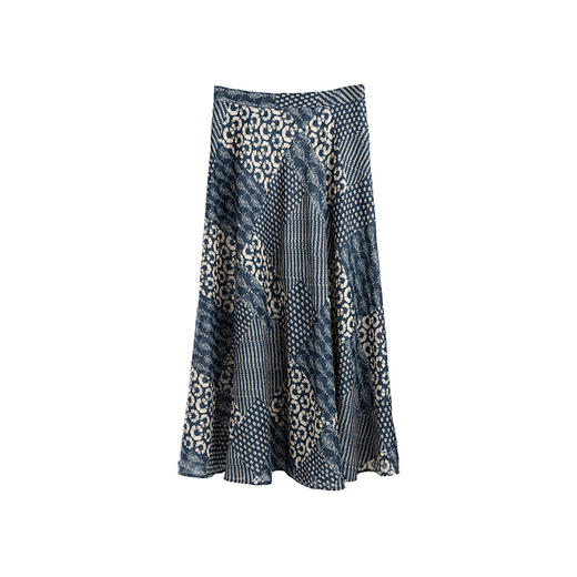 绽放旅行女装339朵/蓝染印花亚麻复古文艺半裙清凉透气海边度假裙 商品图4