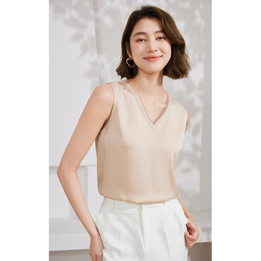乔万尼背心女夏外穿新款重磅22mm真丝v领EM2H831 商品图2