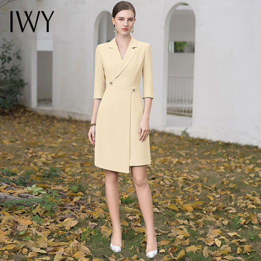 IWY/洋气黄色西装连衣裙女不规则职业装a字裙上班族白领主持人艺考Q1106 商品图1