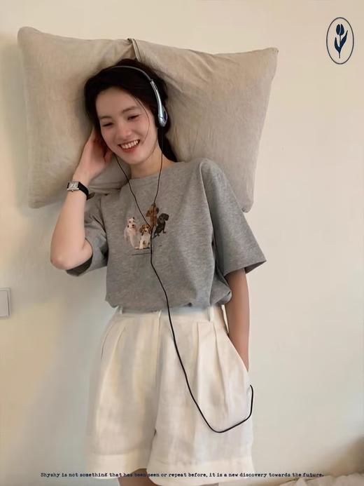 shyshystill/shy202305051/基础款宽松休闲棉质基础款印花短袖T恤 商品图3