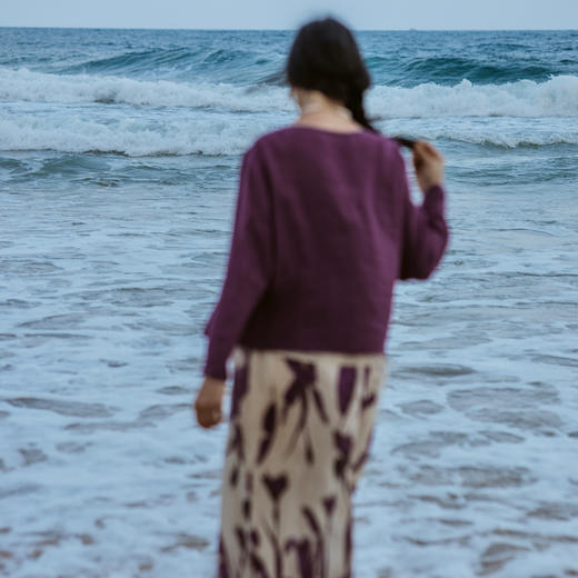 绽放旅行女装304-305朵/真丝棉背心紫色亚麻上衣背心旅游穿搭套装 商品图3