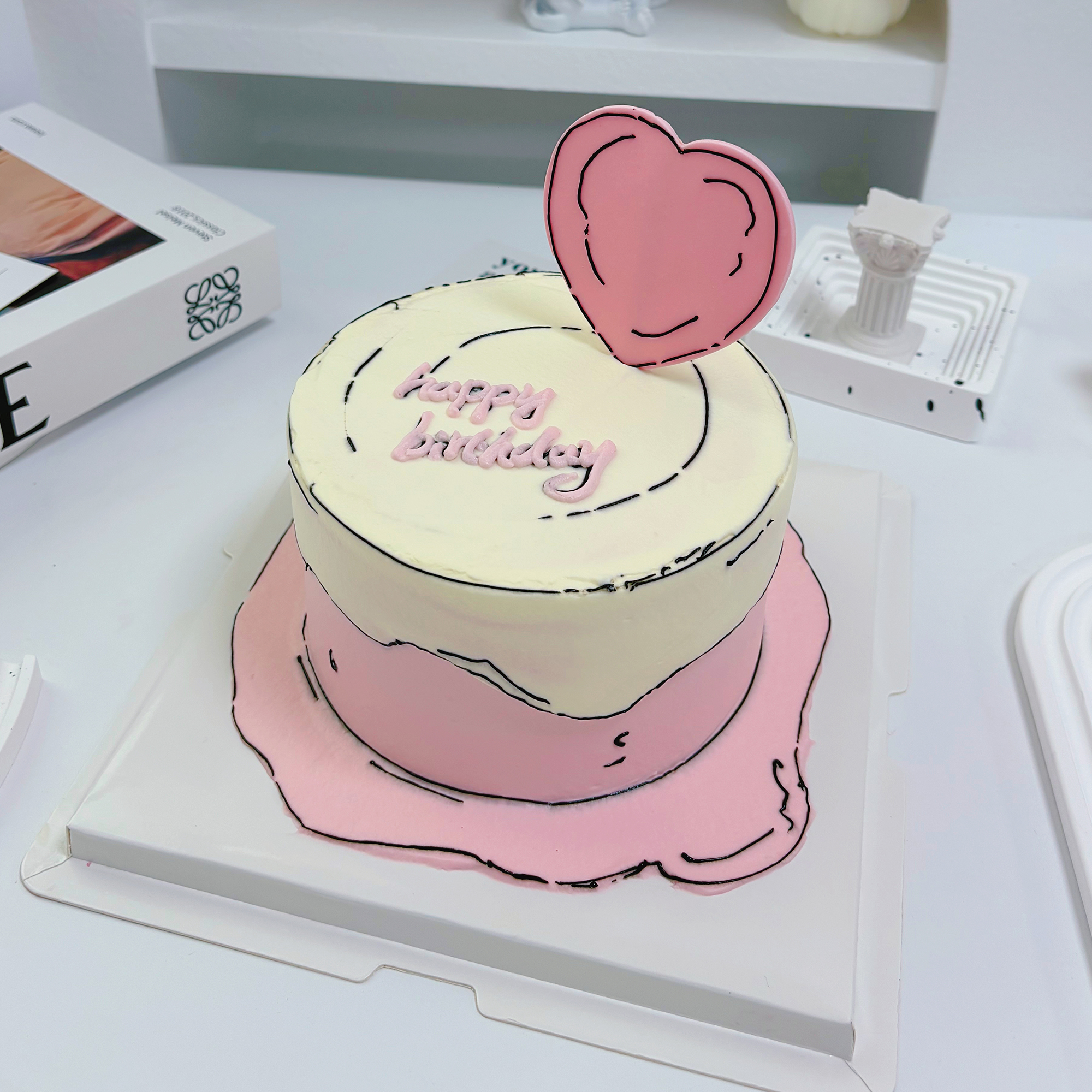 小心心二次元蛋糕（奶油戚风蛋糕）