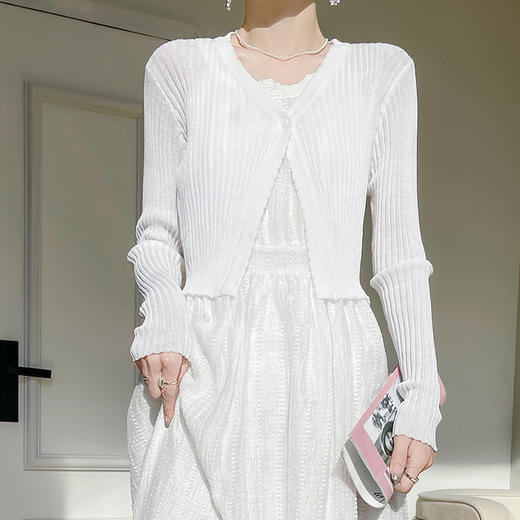 纤束马温柔甜美轻薄冰丝小开衫 JG-640 商品图2