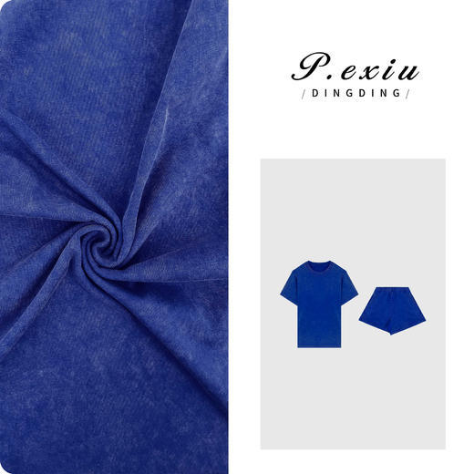 03-4潘依绣丁丁宠粉PanYiXiu/潘依绣100%棉美式重磅洗水做旧T恤短裤套装 SY0507 商品图0