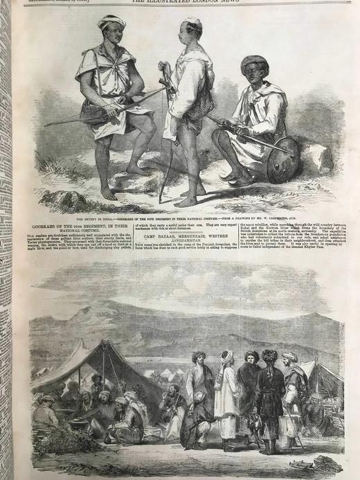 含中国内容！41.5*29.5cm！1858年1~6月 伦敦新闻画报 数百幅版画插图 漆布精装8开 商品图4