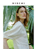 HIDEMI 度假系列微透视艺术肌理感圆领廓形袖中袖收腰套装 奶油白/开心果绿 上衣/半裙 商品缩略图9