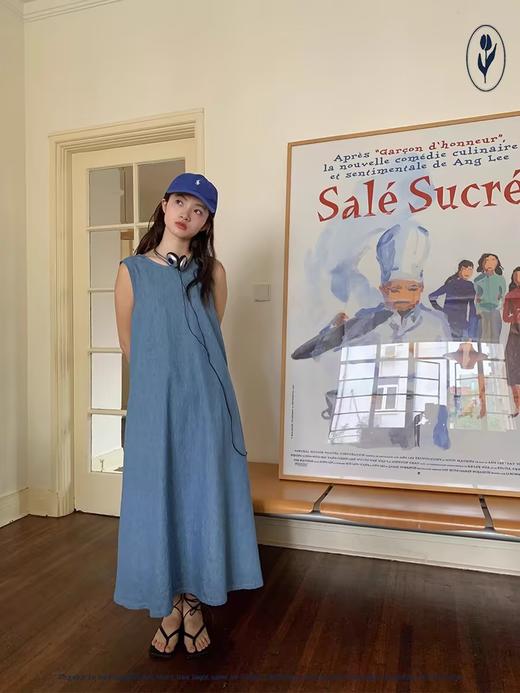 shyshystill/shy202305006/宽大全棉牛仔色背心裙 商品图4