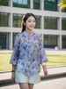 中式领交叉斜襟侧抽皱衬衣 商品缩略图1