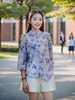 中式领交叉斜襟侧抽皱衬衣 商品缩略图2