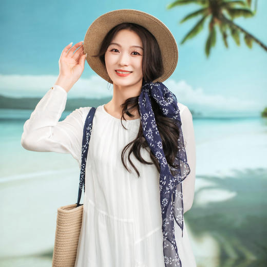 【林栖设计小店】【现货】生活在左蓝印花真丝三角巾丝巾发饰配饰2932248/2962258Y 商品图3