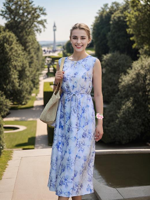 3粒扣系带A摆连衣裙 商品图1