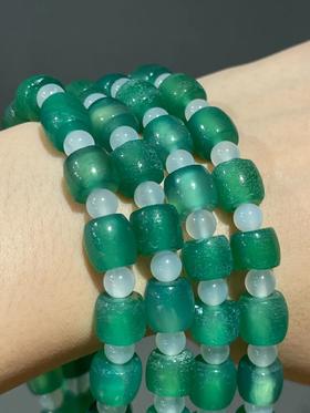 翠绿玉髓玛瑙鼓珠项链，顺丰包邮