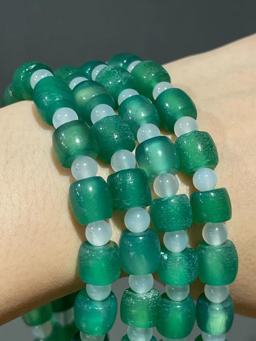 翠绿玉髓玛瑙鼓珠项链，顺丰包邮 商品图0