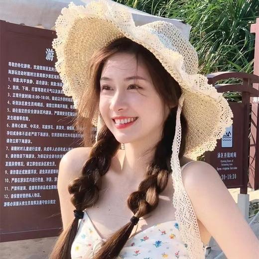 【沙滩海边度假太阳帽子草帽女】夏季防晒超大帽檐遮阳帽 可折叠帽子潮 商品图3