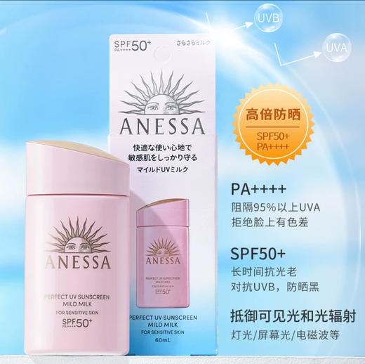 日本ANESSA安耐晒防晒霜粉金瓶-60ml/90ml（敏感肌孕妇可用） 商品图0