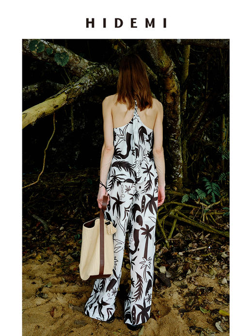 HIDEMI 度假系列“棕榈树下”手绘艺术感抽象印花米棕色四件套 商品图5