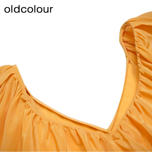 oldcolour夏季新款时尚V领露肩泡泡袖衬衫显瘦上衣P23011153 商品图2