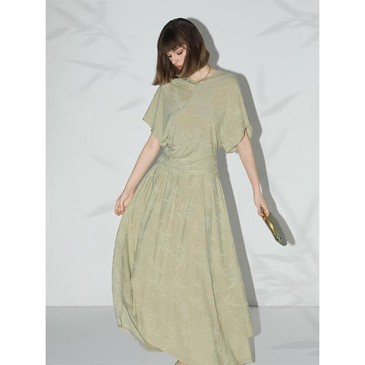 COCOBELLA[竹叶提花]新中式国风蝙蝠袖针织衫松弛感上衣TS7019-2 商品图2