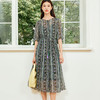 玳莎两件套真丝连衣裙2024新款夏季乔其桑蚕丝印花中长款裙  EB35106 商品缩略图0