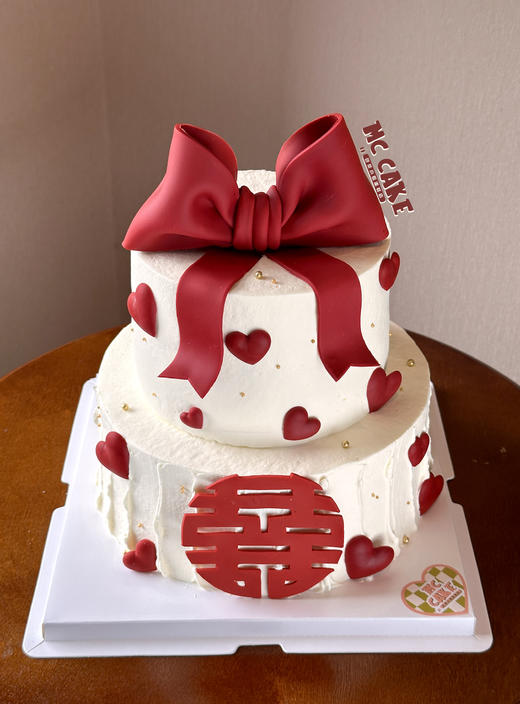 蝴蝶结喜字蛋糕/订婚蛋糕 商品图1