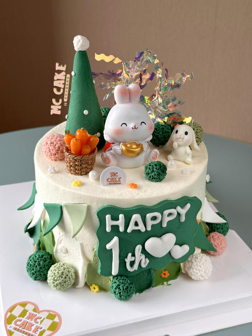 兔宝宝周岁蛋糕（绿色装饰版本） 商品图1