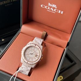 蔻家COA手表女陶瓷腕表石英防水时尚粉手表