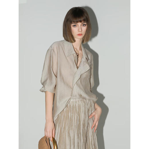 【限时秒杀】COCOBELLA丝光质感莱赛尔轻薄衬衫设计感飘带气质衬衣SR3051 商品图4