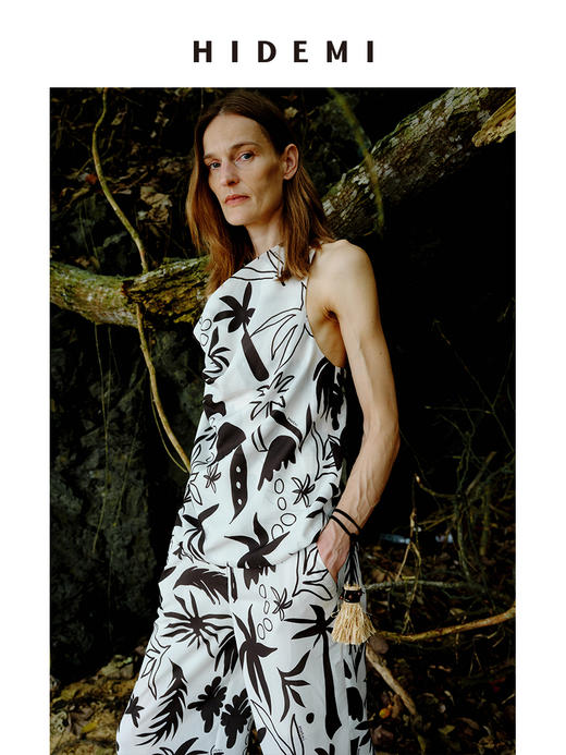 HIDEMI 度假系列“棕榈树下”手绘艺术感抽象印花米棕色四件套 商品图4