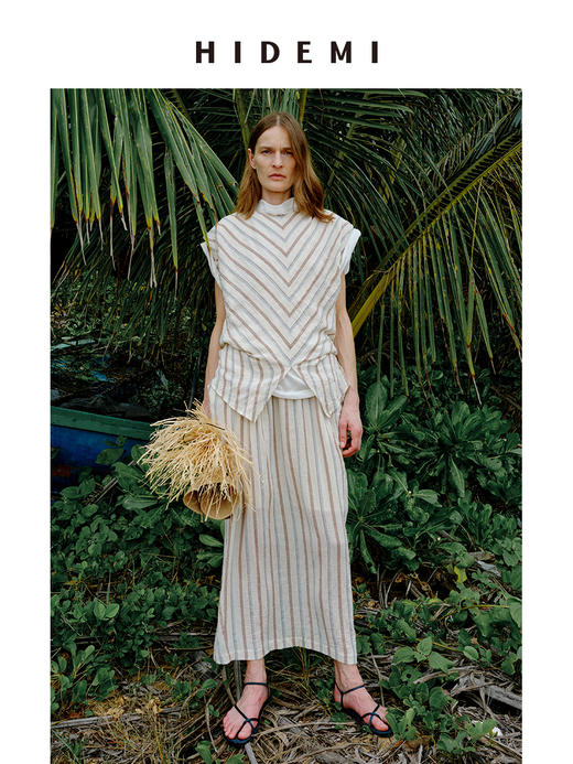 HIDEMI 度假系列水洗超柔软婴儿感色织条纹立体设计感套装 上衣/半裙 商品图3