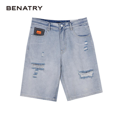 贝纳川男士夏季新款毛边破洞做旧时尚休闲牛仔短裤男潮牌ECK231002077 商品图0