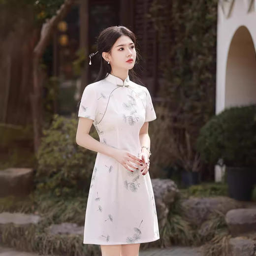 改良小个子素雅蕾丝旗袍GR5129 商品图0