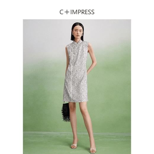 西嘉【现货】C+IMPRESS/西嘉醋酸底山茶花蕾丝无袖新中式连衣裙女高端精致裙子LYQ2402048 商品图2