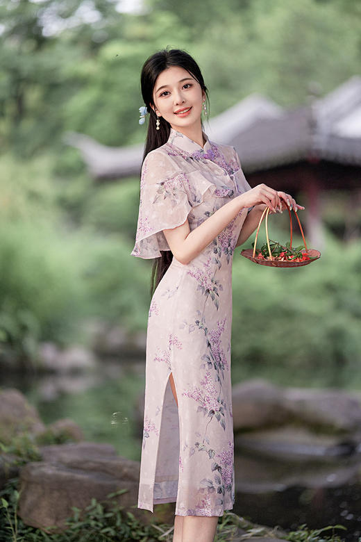 夏款改良古法气质全开襟国风素雅年轻旗袍GSJ5508 商品图3