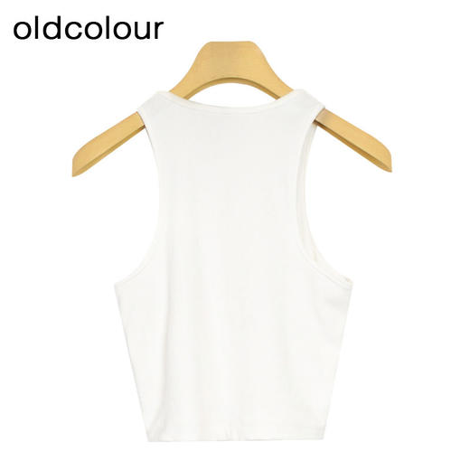 oldcolour夏季新款女士时尚简约印花无袖T恤女P21031197 商品图3