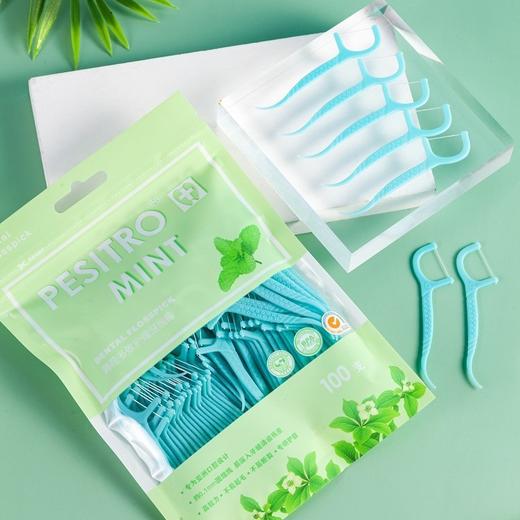 「5袋装！单袋100只」佰仕洁牙线棒 薄荷味袋装100只高分子牙线一次性薄荷味清洁牙缝口腔护理 商品图2