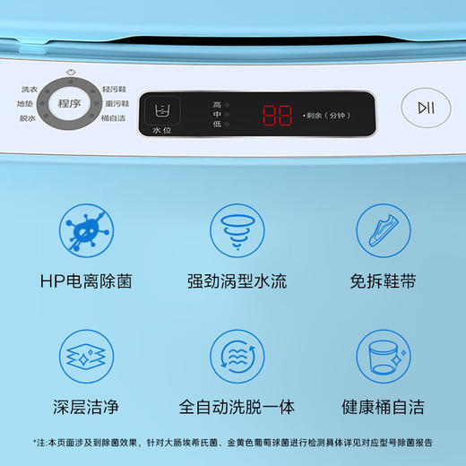 海尔（Haier）洗鞋迷你波轮洗衣机 3公斤家用洗鞋懒人神器 电离除菌＞99% 可洗43码不卡鞋360°洁净J159 商品图7