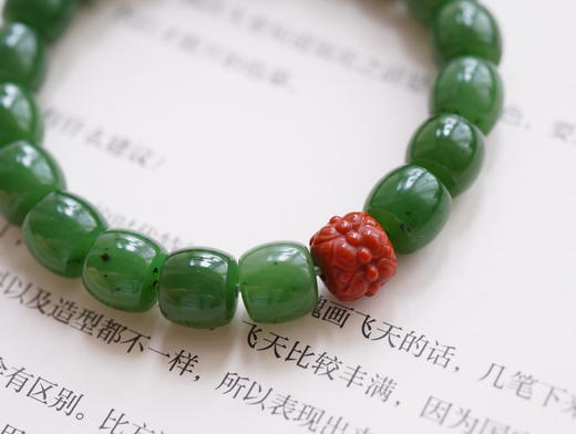 绿一样自由 · 青萝·和田碧玉籽料手串【 嘉石285】 商品图3