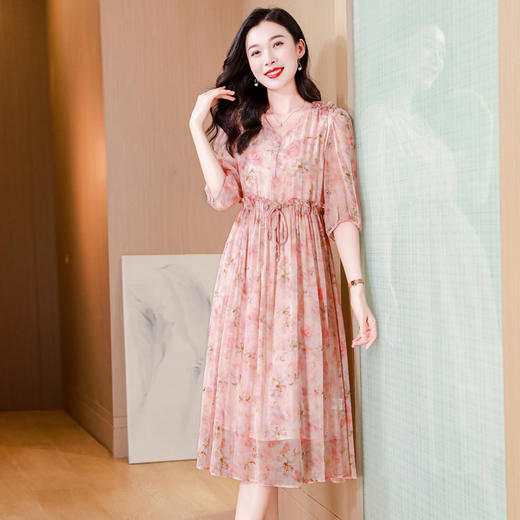 真丝连衣裙清新温柔风ASE25016 商品图0