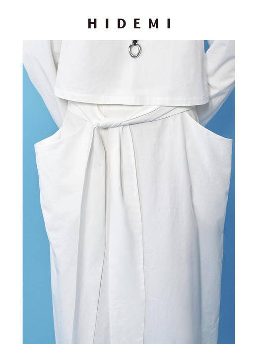 HIDEMI 度假系列水洗亚麻极简廓形口袋设计感茧型口袋腰带式半身裙 商品图7