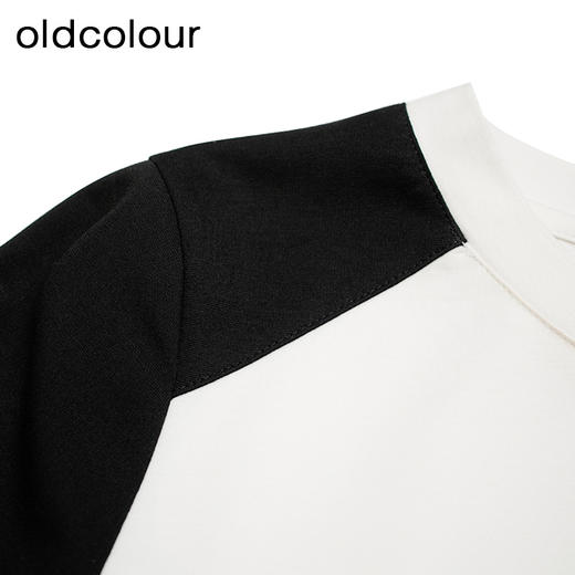 oldcolour夏季新款小众设计感短袖T恤女黑白条纹撞色P25021214 商品图2