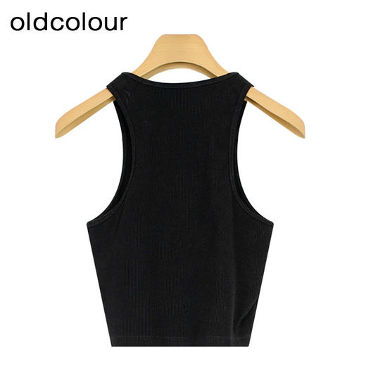 oldcolour夏季新款女士时尚简约印花无袖T恤女P21031197 商品图1