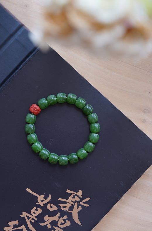 绿一样自由 · 青萝·和田碧玉籽料手串【 嘉石285】 商品图2