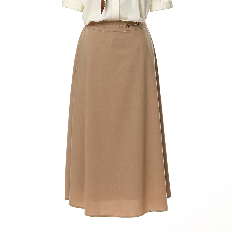 Famecoco范可儿优雅垂感半裙女士夏季透气a字通勤长裙FAC3HA025