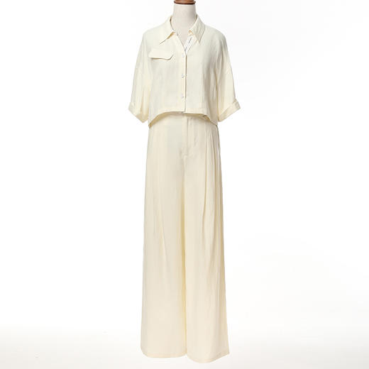 Famecoco范可儿短款落肩开身衬衫女夏季短袖设计感衬衣FAC3BH024 商品图3