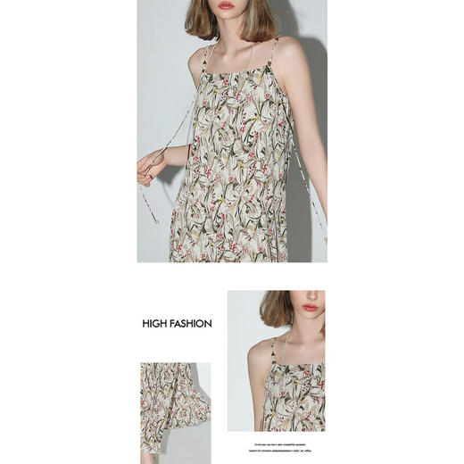 【秒杀】COCOBELLA度假风串珠碎花手工压褶吊带裙夏气质连衣裙FR3023 商品图4