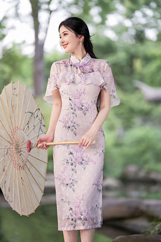 夏款改良古法气质全开襟国风素雅年轻旗袍GSJ5508 商品图1