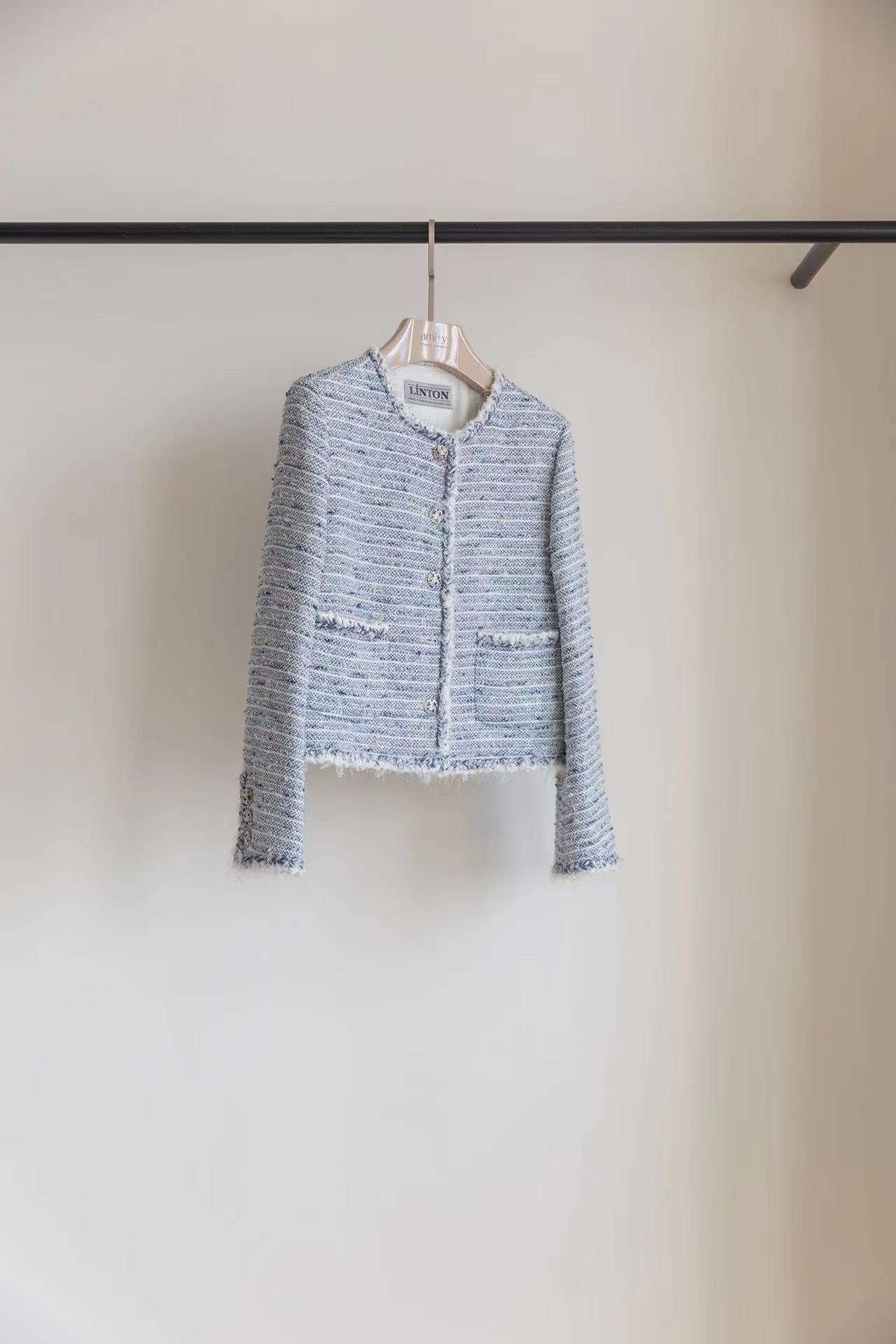 英国林顿粗花呢卷边小香外套