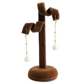 【天然正品】AU750玫瑰金镶天然约7.3MM粉色晕彩珍珠耳坠130524XY08