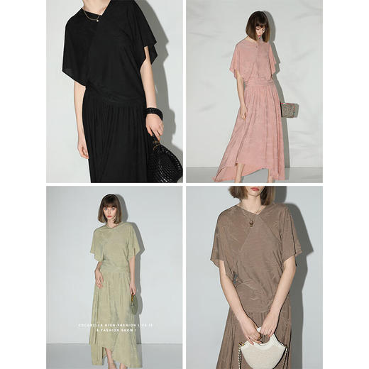 COCOBELLA[竹叶提花]新中式国风蝙蝠袖针织衫松弛感上衣TS7019-3 商品图3